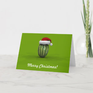 Finny vattenmelon med Jultomten Hat Helgkort