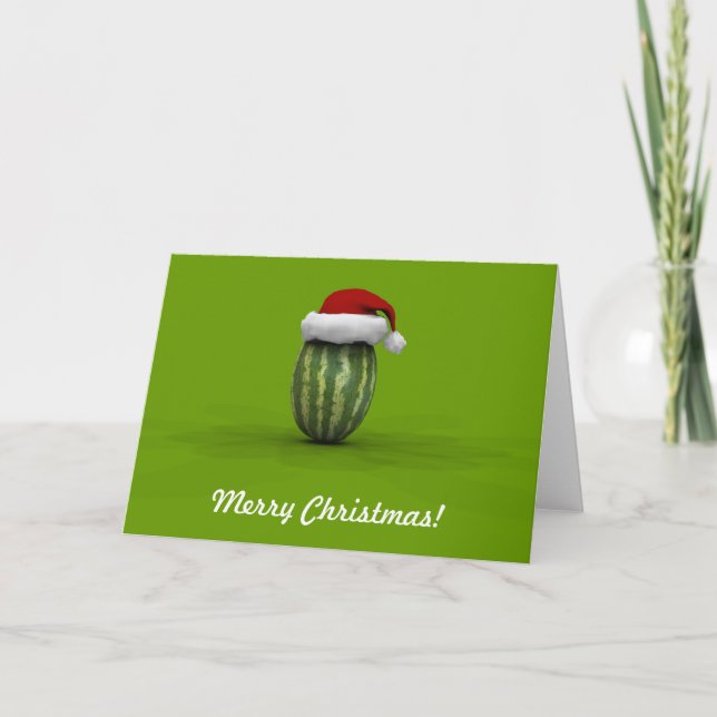 Finny vattenmelon med Jultomten Hat Helgkort (Framsida)
