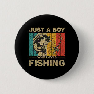 Finny Vintage Fiskeskämt Boys Fisherman B Fish Knapp
