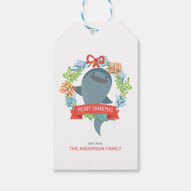 Finny Whale Shark jul Presentetikett (Framsidan)