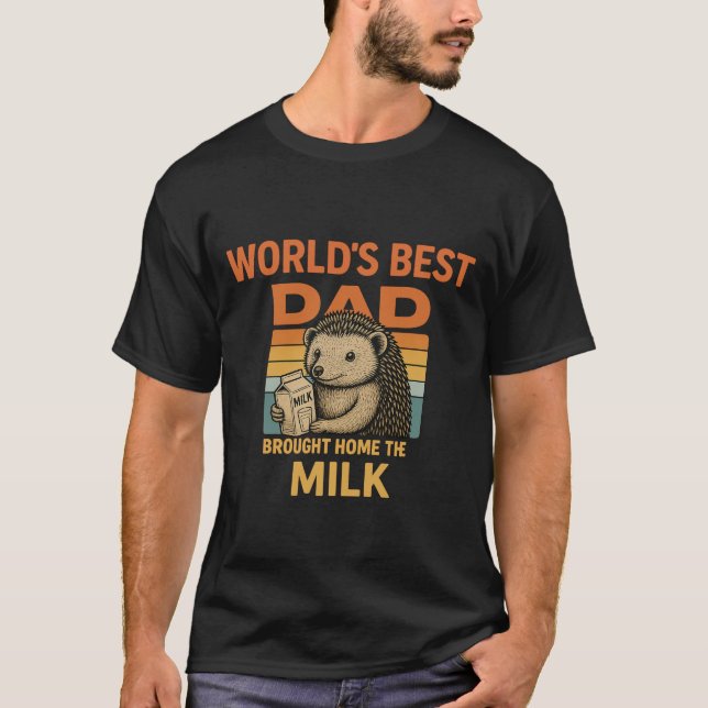 Finny World's Best Pappa T-Shirt - Cute Hedgehog m (Framsida)