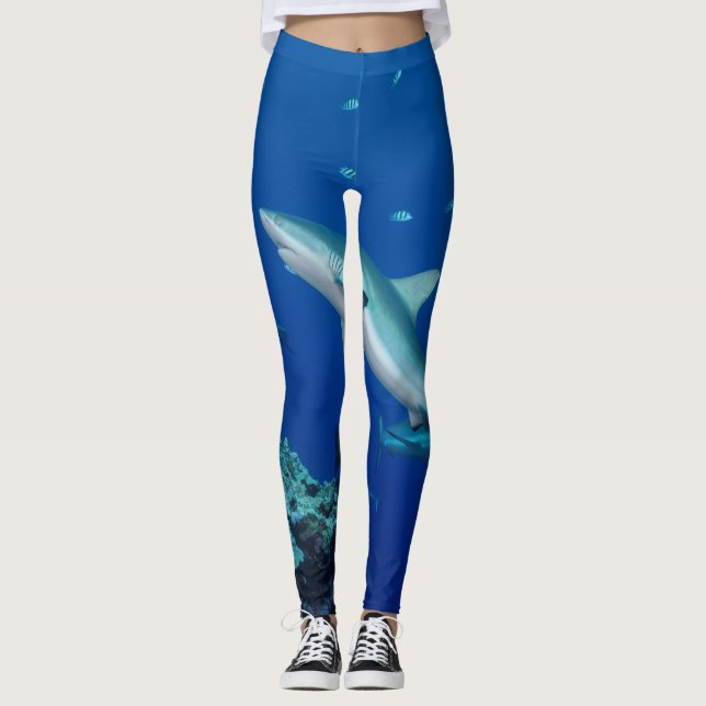 Fins Fin : Enkel Reef Shark tryckt Leggings (Framsida)