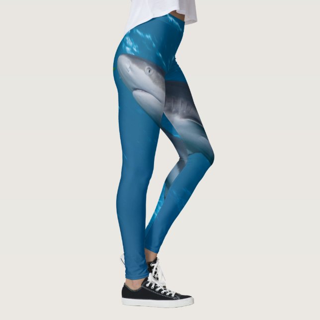 Fins Fin : Reef shark med söt pilotfisk Leggings (Höger)