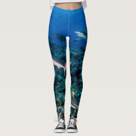 Fins Fin: Revscen med en skola hajar. Leggings