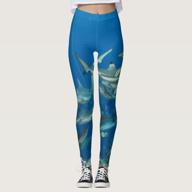 Fins Fin Shark-utskrift Leggings (Framsida)