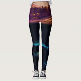 Fins Fin : Sunset Shark tryckt Leggings