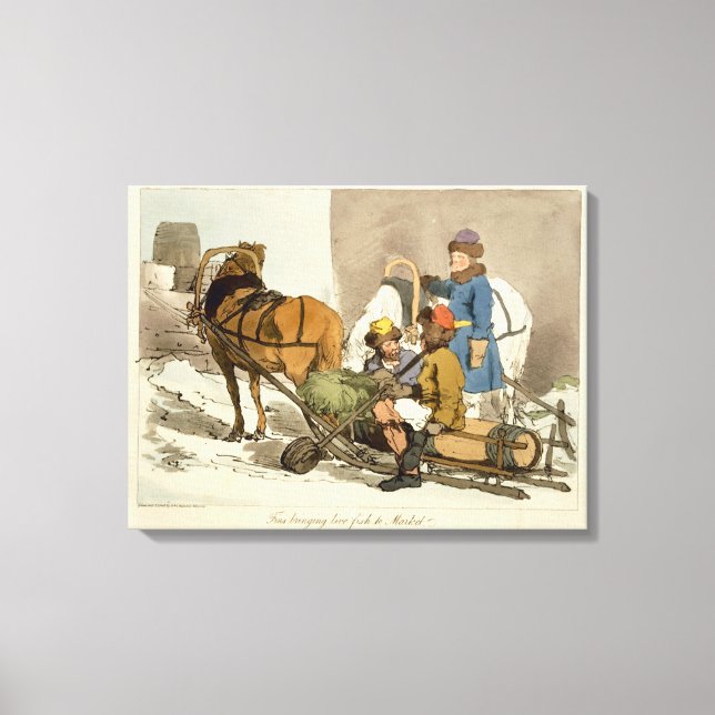 Fins som för levande fisk till marknaden, etchad a canvastryck (Framsida)