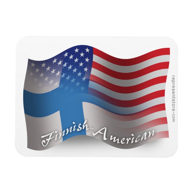 Finsk-amerikansk Wave-Flagga Magnet (Horisontell)