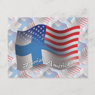 Finsk-amerikansk Wave-Flagga Vykort