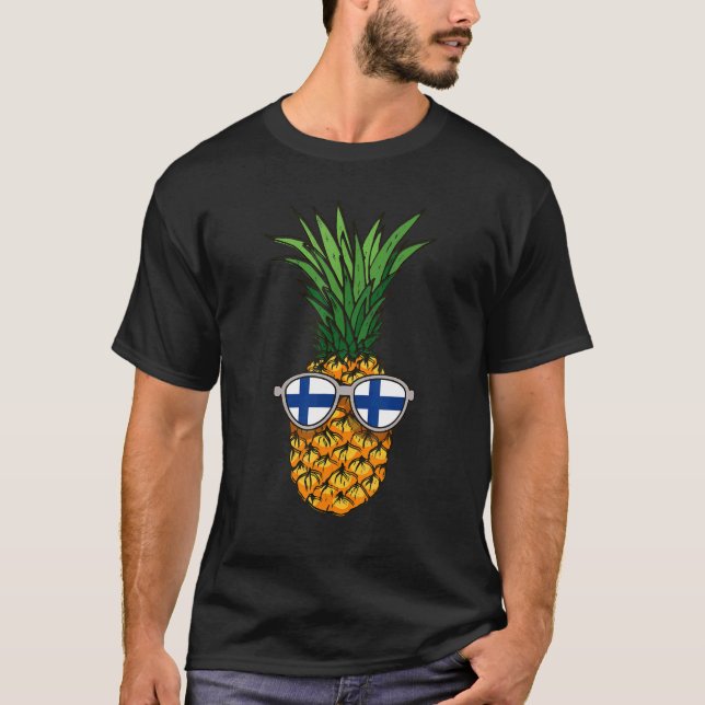 Finsk ananas Finlands Flagga Sunglass Somme T T Shirt (Framsida)
