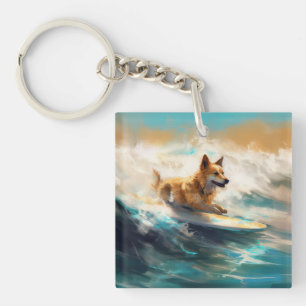 Finsk apphund Beach Surfing Painting