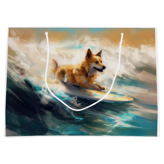 Finsk apphund Beach Surfing Painting (Framsidan)