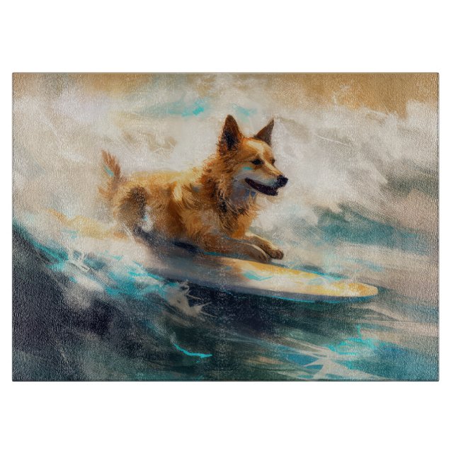 Finsk apphund Beach Surfing Painting (Framsidan)