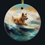 Finsk apphund Beach Surfing Painting Julgransprydnad Keramik<br><div class="desc">Lägg dig i den lekande världen i hund äventyr med den här fängslande målningen. En andlig hund tar sig till vågar och kör skickligt surfan på en strand som kysstes av sol. Den sjudande konsten fångar på ett vackert sätt kärnan i den upphetsning som finns vid sidan av när hund...</div>