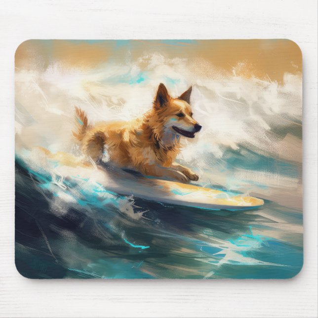 Finsk apphund Beach Surfing Painting Musmatta (Framsidan)