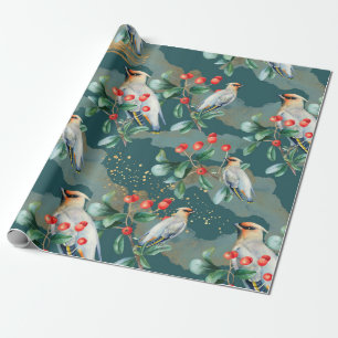 Finsk fågel, julgenery, rött bär presentpapper