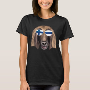 Finsk Flagga Afghan Hound Hund Pocket T Shirt