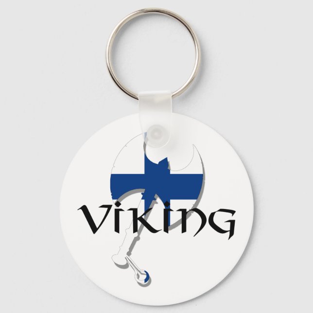 Finsk flagga Finska Suomi Viking Ax Nyckelring (Framsida)