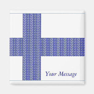 Finsk Flagga Nordic Blue on White "Sisu" Magnet