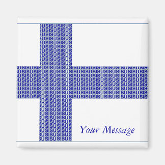 Finsk Flagga Nordic Blue on White "Sisu" Magnet