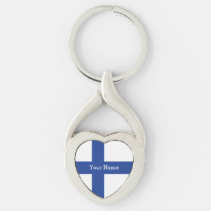 Finsk Flagga-nyckelring Twisted Heart Silverfärgad Nyckelring