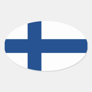 Finsk Flagga Oval Sticker Ovalt Klistermärke