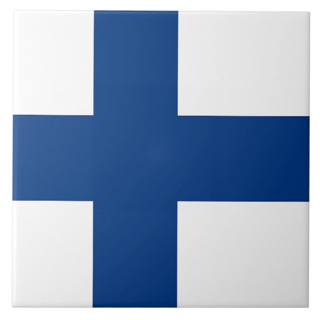 Finsk Flagga Tile Kakelplatta (Framsidan)