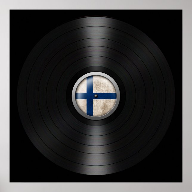 Finsk Flagga Vinyl Record Album Graphic Poster (Framsidan)