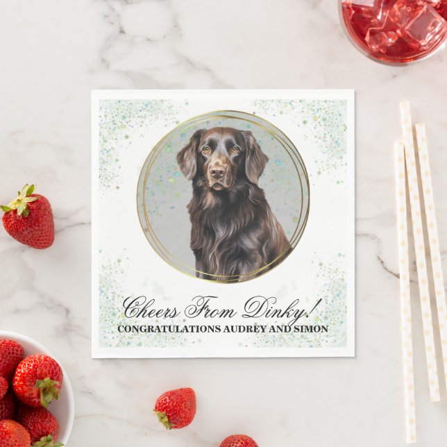 Finsk Flatcoated Retriever Bröllopsfoto Servett (Insitu)