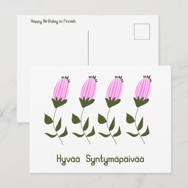 Finsk födelsedagskort vykort (Fram/baksida)