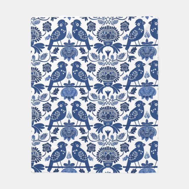 Finsk folkart Mönster Fleecefilt (Framsidan)