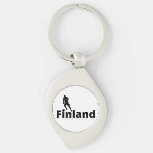 Finsk fotboll swirl silverfärgad nyckelring