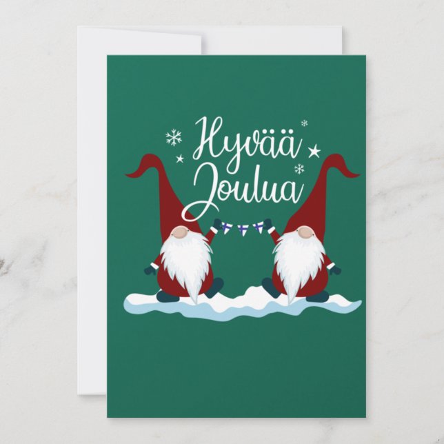 Finsk God Jul Finland Present T-Shirt Hyvaa Jou Inbjudningar (Framsida)