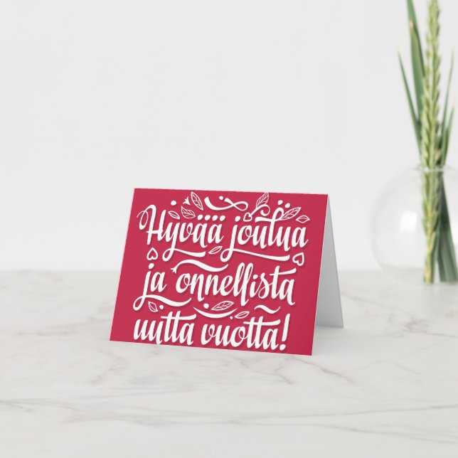 Finsk God Jul Gott Nytt År. Redigerbar Helgkort (Framsida)