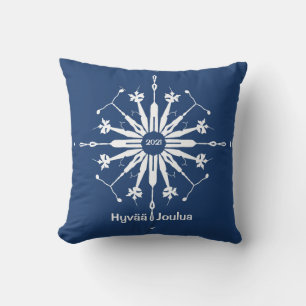 Finsk God jul Snowflake Kudde