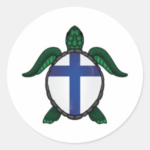 Finsk havsköldpadda flagga runt klistermärke