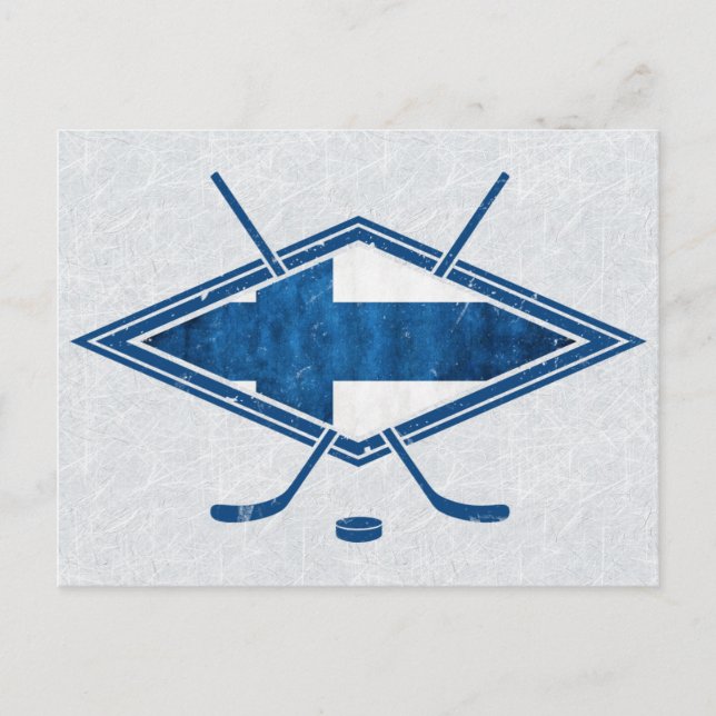 Finsk Hockey Flagga Logotyp Suomi Vykort (Framsida)