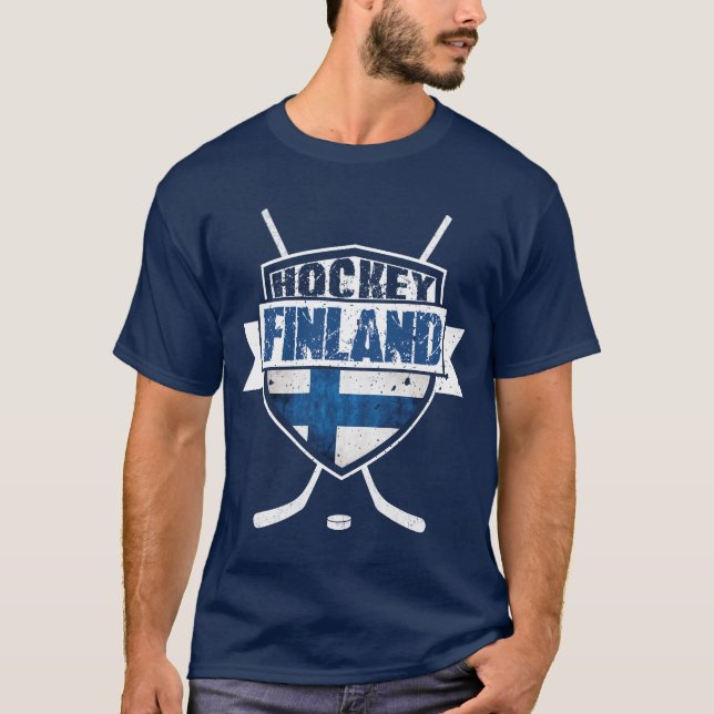 Finsk Hockey Logotyp Tee, Suomi Tee Shirt (Framsida)