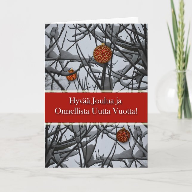 Finsk jul, prydnadsföremål i Snö Helgkort (Framsida)