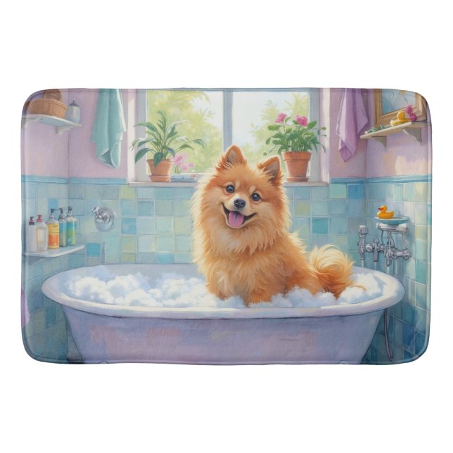 Finsk Lapphund Badetid Fluffig Badrumsdekor Badrumsmatta (Framsidan)