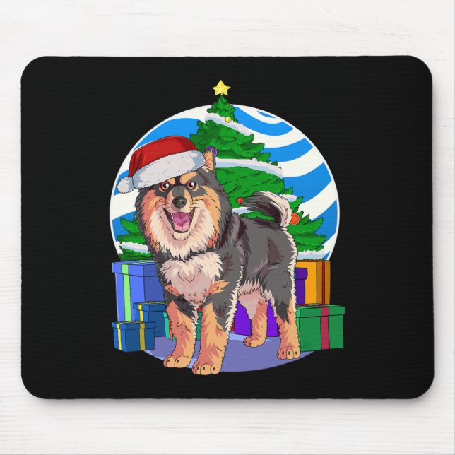Finsk Lapphund Cute Santa Julgran Decor Musmatta (Framsidan)