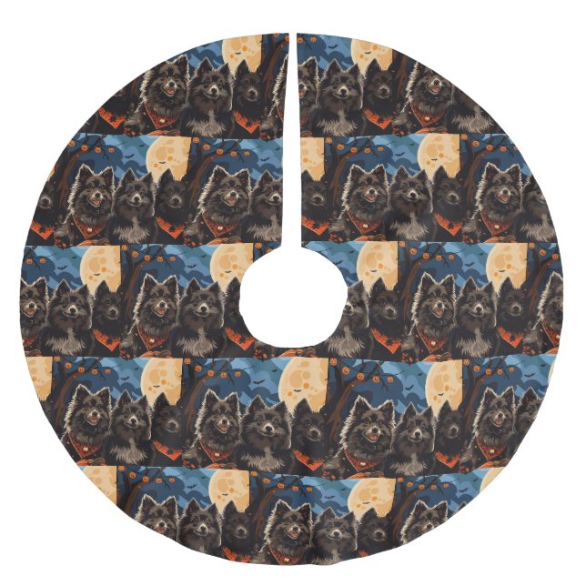 Finsk Lapphund Halloween Kuslig Julgransmatta Borstad Polyester (Framsidan)