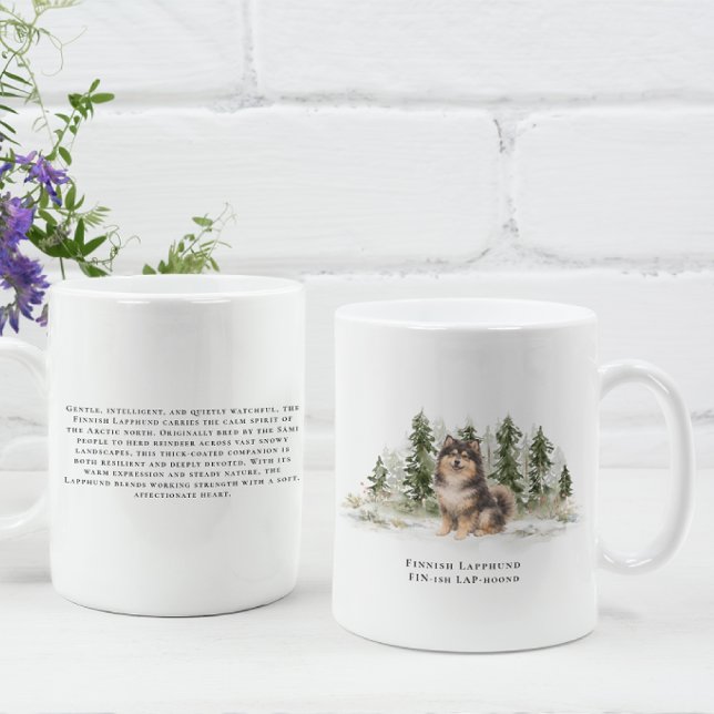 Finsk Lapphund Hund Akvarell Ras Citat Kaffemugg (Skapare uppladdad)
