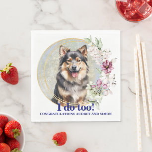 Finsk Lapphund Hund Bröllops Servetter Med Foto
