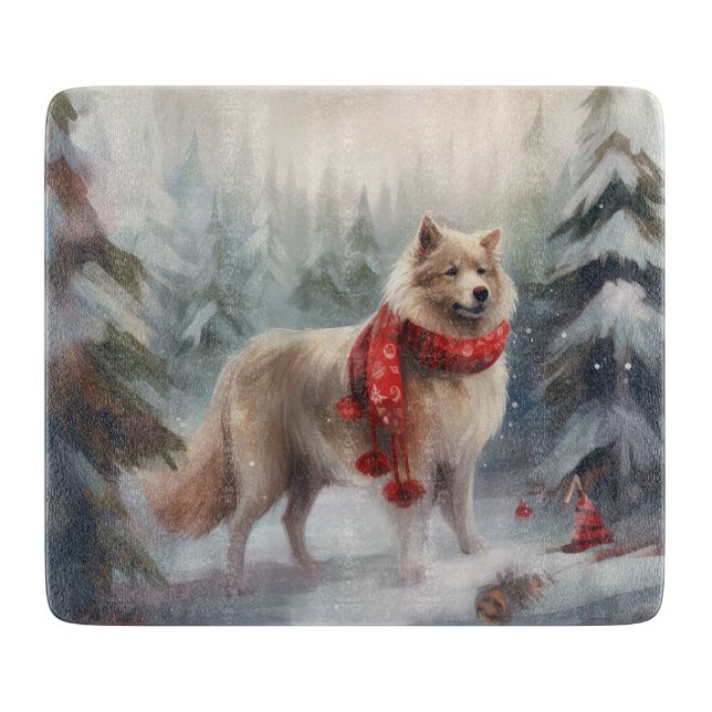 Finsk Lapphund Hund i Snö Jul  (Framsidan)