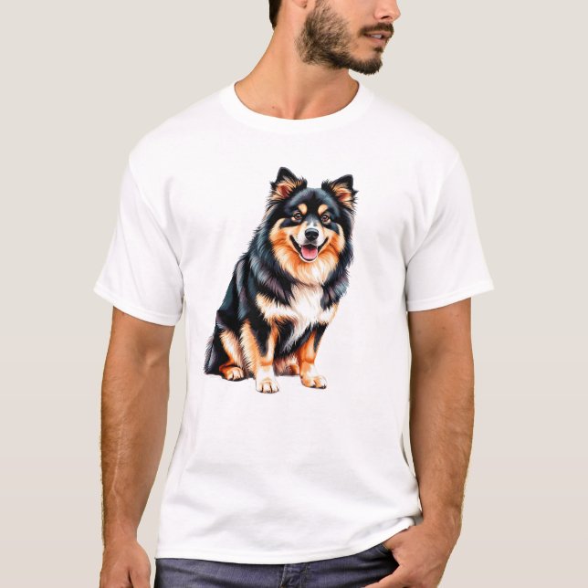 Finsk Lapphund Hund T Shirt (Framsida)