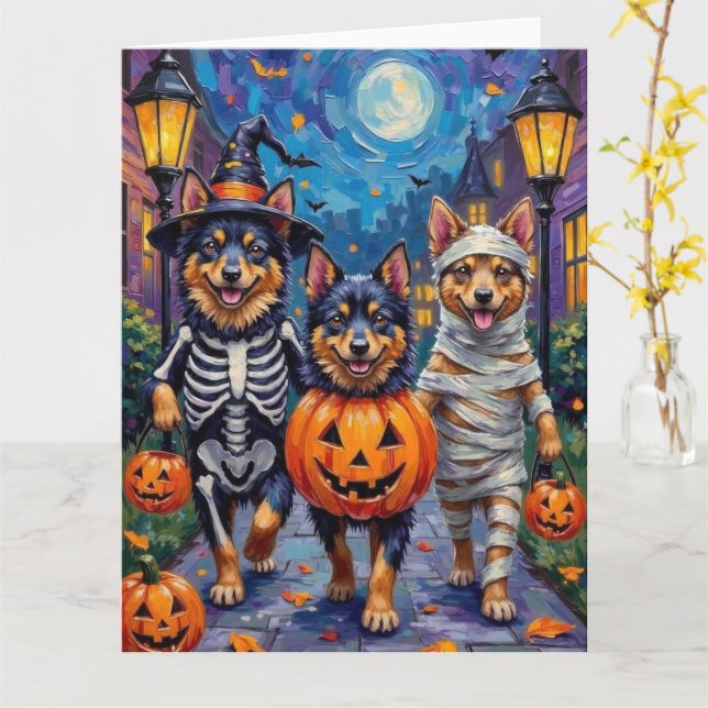 Finsk Lapphund Hundar Trick-or-Treating Halloween Kort (Gul blomma)