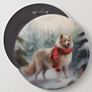 Finsk lapphund i snö jul knapp