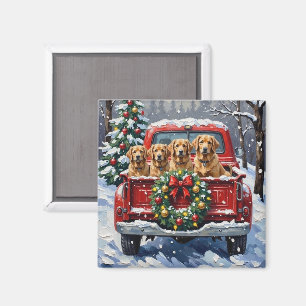 Finsk Lapphund Jul Röd Lastbil Holiday Magnet