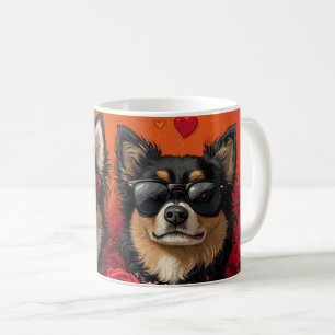 Finsk Lapphund med hjärter rosor Alla hjärtans dag Kaffemugg